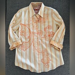 Robert Graham Orange Striped Button Down Shirt